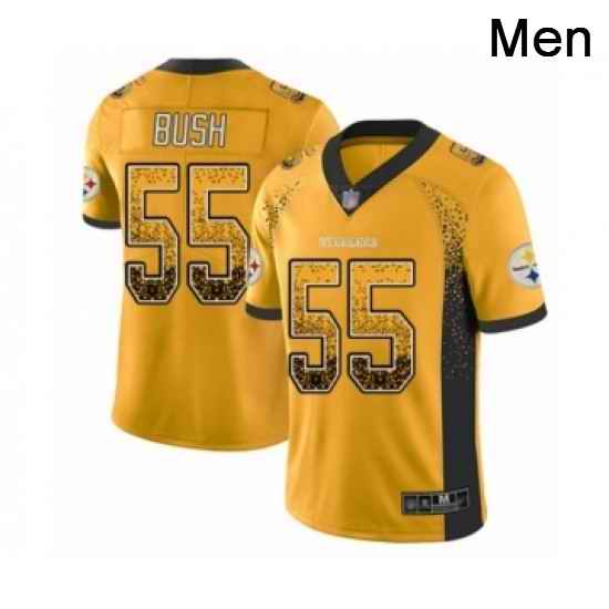 Mens Pittsburgh Steelers 55 Devin Bush Limited Gold Rush Drift Fashion Football Jersey